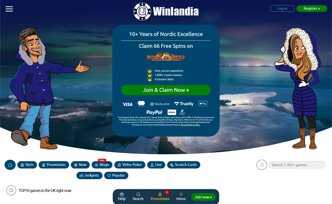 Winlandia: £100 and 66 free spins for Book of Dead for those who dare